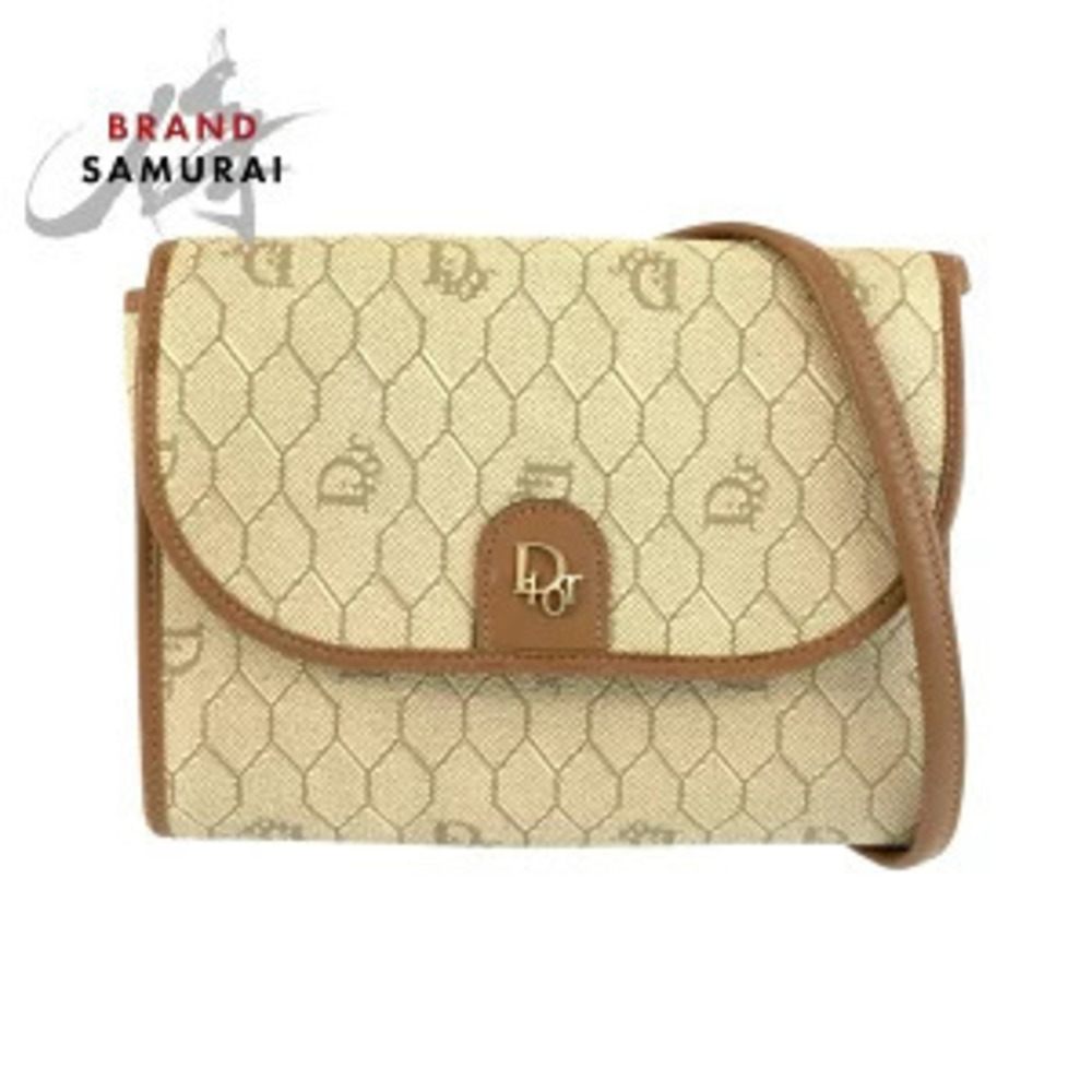 Christian Dior Beige Brown Leather Shoulder Bag Pouch